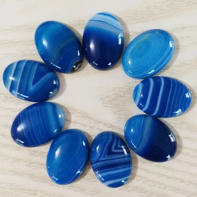 Diy Nice Quality 25*18mm Blue Agate Oval Cabochon Multi Color Stones for Making Jewelry Crafts