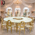 Foshan Event Chic Glass Top Stainless Steel Circle Round Crystal Wedding Banquet Table
