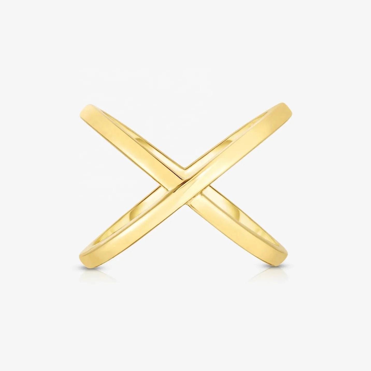 LOZRUNVE 925 Sterling Silver Rhodium Italian 14k 18k Gold Minimalist Cross X Band Ring