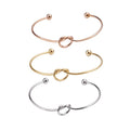 BM Eco-friendly Stainless Steel Heart Knot Bangle for Women Non-Tarnish Vacuum Plating Fashion Accessory