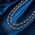RINNTIN LZN19 Fashion 8A Crystal Zircon Paper Clip Chain Necklace Gold Plated 925 Sterling Silver Choker