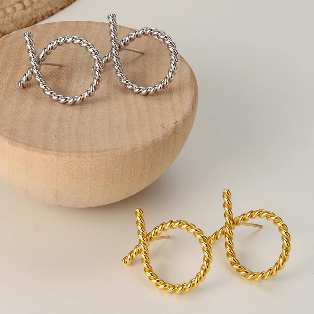 ICEBELA Design Sense Handmade 925 Sterling Silver Earrings Women Fashion Simple Winding Line Temperament Earrings