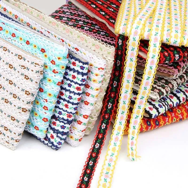 13mm Centipede Embroidery Clothing Underwear Trimming 22yrds DIY Small Webbing Embellishment Sew on Floral Ethnic Ribbon Lace