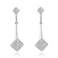 Trendy 925 Sterling Silver Diamond Rhombus Drop Earrings for Women Fashionable Zircon Hanging Drops Parties Gifts Silver Plated