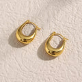 New Hollow Smooth Boat Shape Hoop Earrings Women Fashion Gold Plated Stainless Steel Tarnish Free Jewelry Earring
