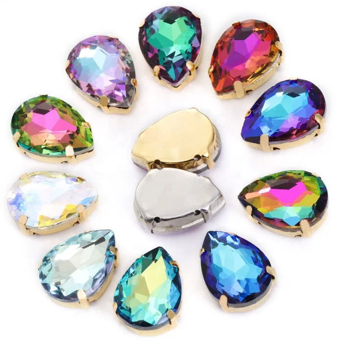 Wholesale Color Drop Shape Rhinestones With Sewn Setting for Jewelry Making