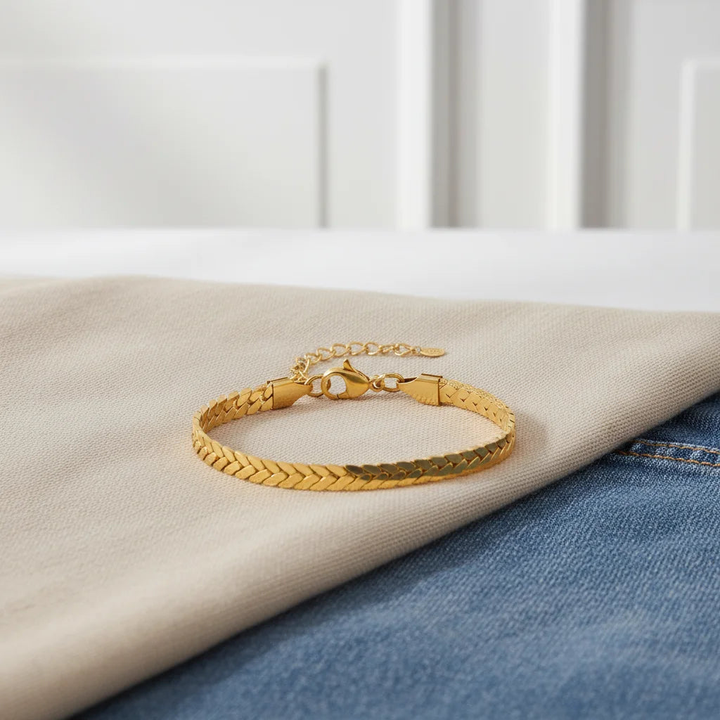 Stylish Women's Stainless Steel Chain Link Bracelet Gold Plating Trendy Geometric Pattern Waterproof Spring Jewelry Anniversary