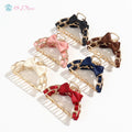 Sweet Satin Bow Hair Claws Korean Chian Moon Shape Hallow Out Metal Claw Clips for Girls