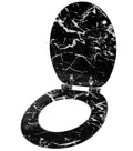 Custom Black Marble Print MDF Toilet Seat Cover Soft Close Quick Release Modern Design for Bathroom 1 Year Warranty Zinc Alloy