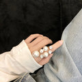 Wholesale Vintage Gold Exaggerated Irregular Designer Index Ring Diamond Adjustable Open Women Pearl Ring