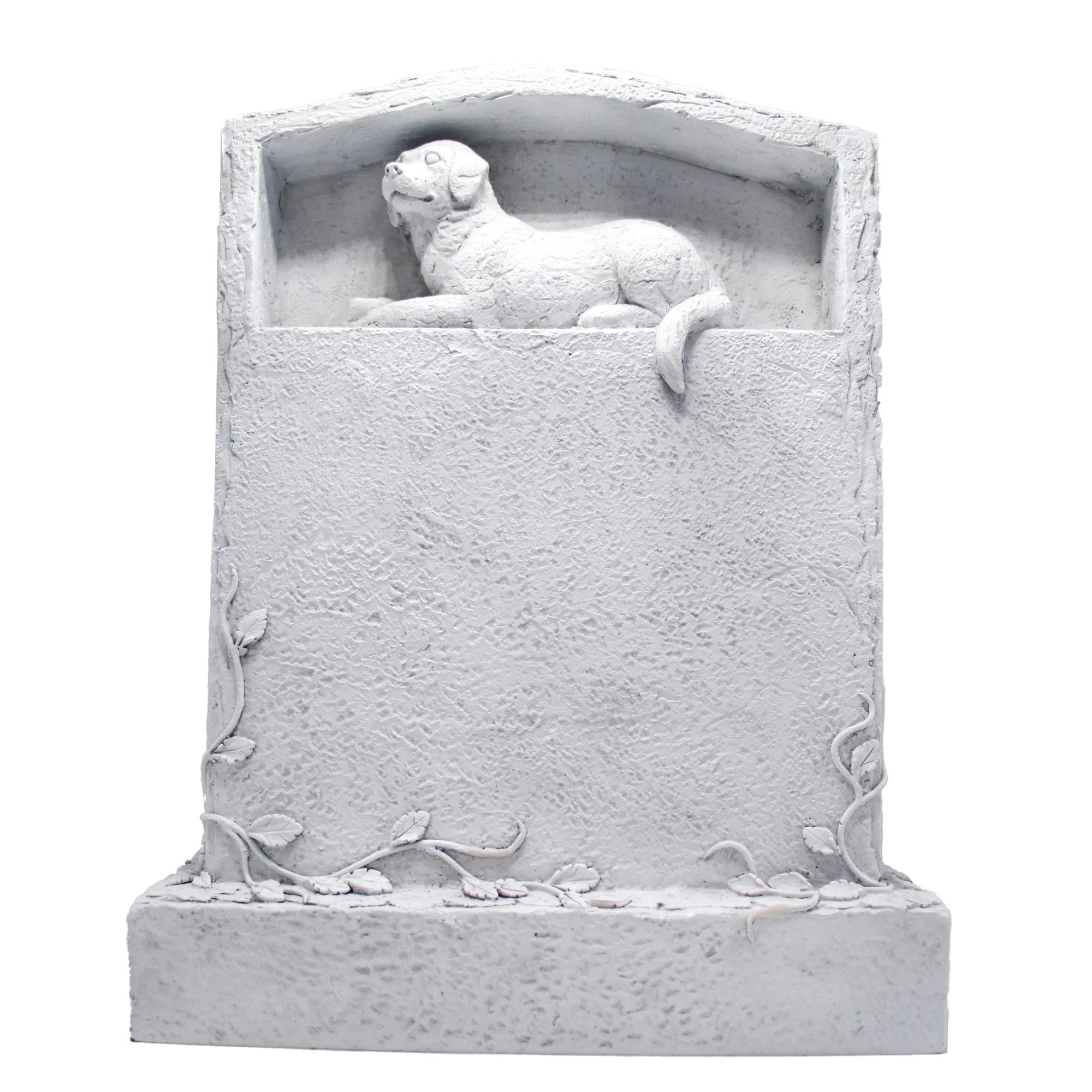 Dog-themed Resin Memorial Plaque Hand-painted Floral Vine Detail 3D Pet Sculpture Indoor/Yard Decorative Pet Tombstone Ornament
