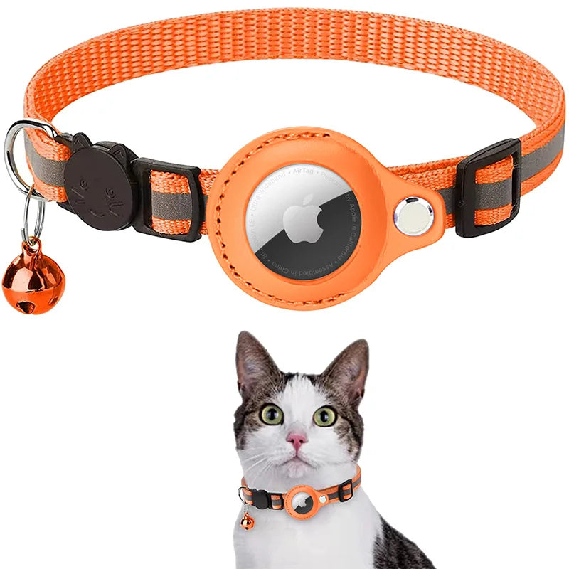 Reflective Airtag Dog Bell Collar Quick Release Breakaway Safety Personalized Solid Pattern Ribbons Anti Lost