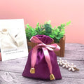 Custom Jewelry Package Satin Pouch Drawstring Satin Jewelry Pouch with Gold Beads