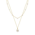 RINNTIN GPN73 Cultured Freshwater Pearl Flower Pendant Necklace for Women Fashion Round Layered Collar Necklace Trend Jewelry