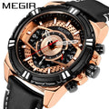 MEGIR 2118 Men's Watches Luxury Leather Luminous Hands Clock Montre Homme Men Wrist Sports Waterproof Quartz Chronograph Watch