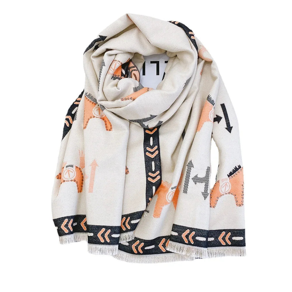 New Art Thickened Animal Print Scarf Women's Fashion Style Shawl Women's Fashion Scarves Women Pashmina Scarf