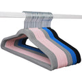Inspring Velvet Fabric Iron Plastic Clothing Organizer Hangers with Chrome Hook for Boutique/Wardrobe/Hotel Use Flocked Design