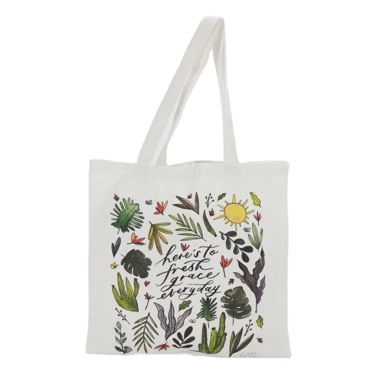 Factory Direct Custom Logo Reusable Shopping Tote Portable Pure Cotton & Polyester Canvas Bag