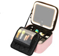 New Large Capacity Desktop Cosmetic Storage Box Waterproof Leather Travel Portable Makeup Train Bag Case With Led Light Mirror