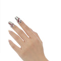 Icebela Jewelry 925 Sterling Silver Niche Special-shaped Texture Red Enamel Fingertip Ring Female Opening Diamond Nail Ring