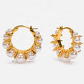 Brass Plated With Zircon Pearl Hoop Earrings Mother's Day Gift Jewelry Custom Design