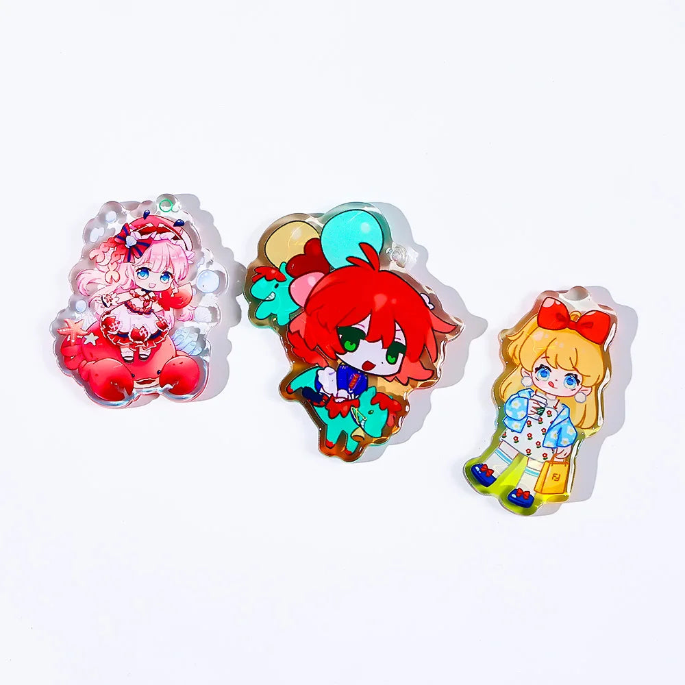 CNAWO Custom UV-Printed Holographic Charm Acrylic Keychain With Plastic and Metal Components