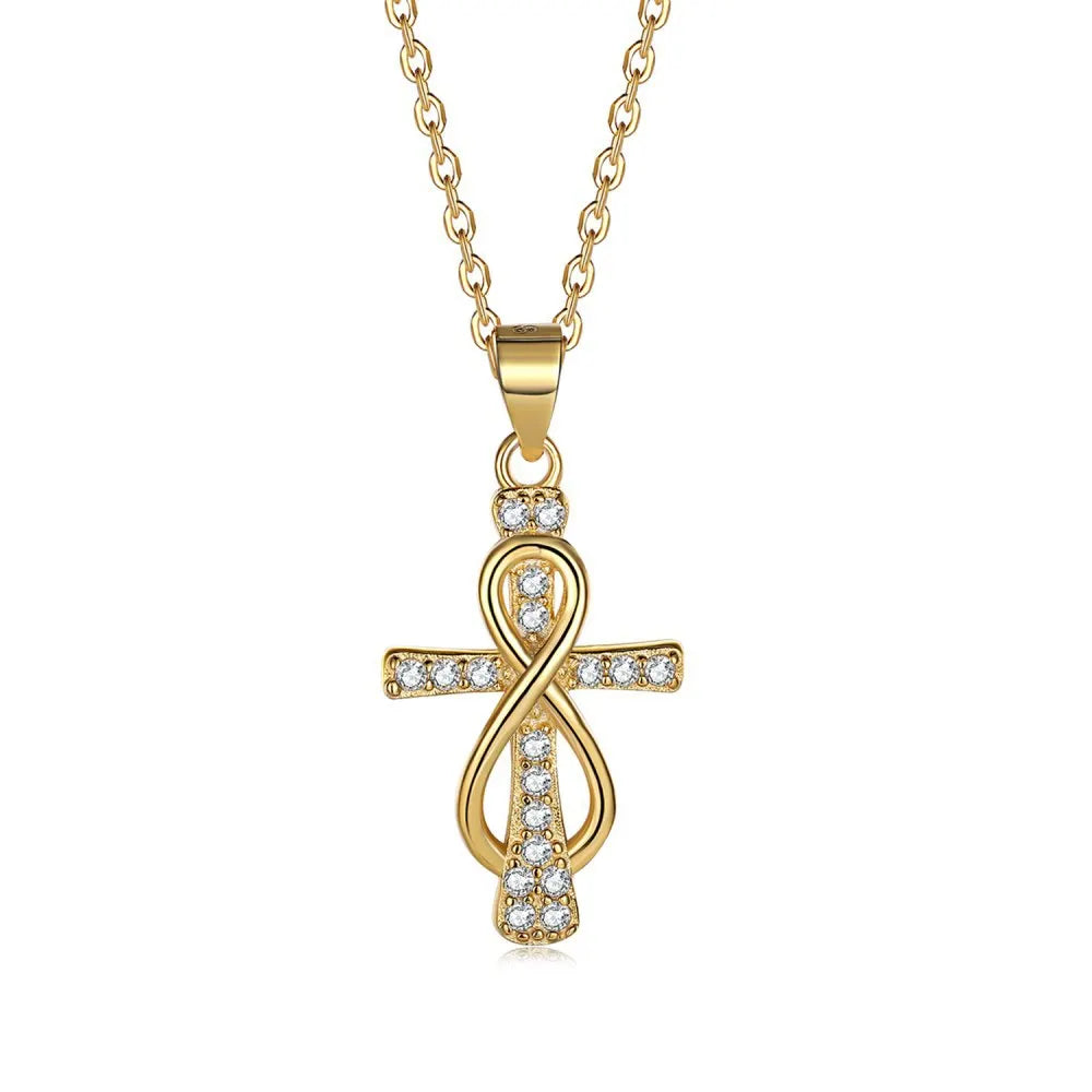 925 Sterling Silver Designer Fine Jewelry Cross Pendant Necklace Zircon Religious Jewellery for Women for Parties