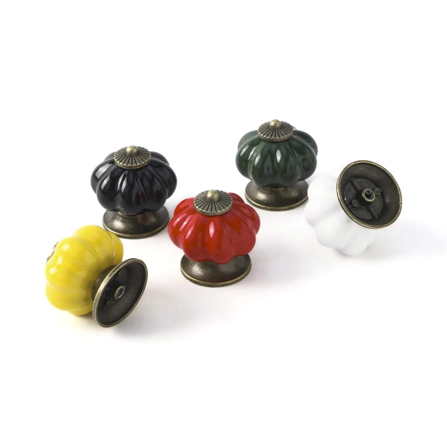 American Furniture Adjustable Single Hole Pl Ring Mti-Color Pastoral Pumpkin Ceramic Handle Solid Color Bedroom Kitchen Wardrobe