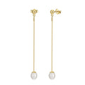 RINNTIN GPE21 Wholesale Baroque Pearls Earrings Jewelry 925 Silver Freshwater Pearls 14K Gold Plated Stud Drop Earings for Women