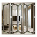 Modern Double-Walled Tempered Glass Aluminum French Folding Windows Stainless Steel Screen Finished Surface 5-Year Warranty