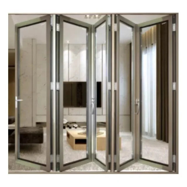 Modern Double-Walled Tempered Glass Aluminum French Folding Windows Stainless Steel Screen Finished Surface 5-Year Warranty