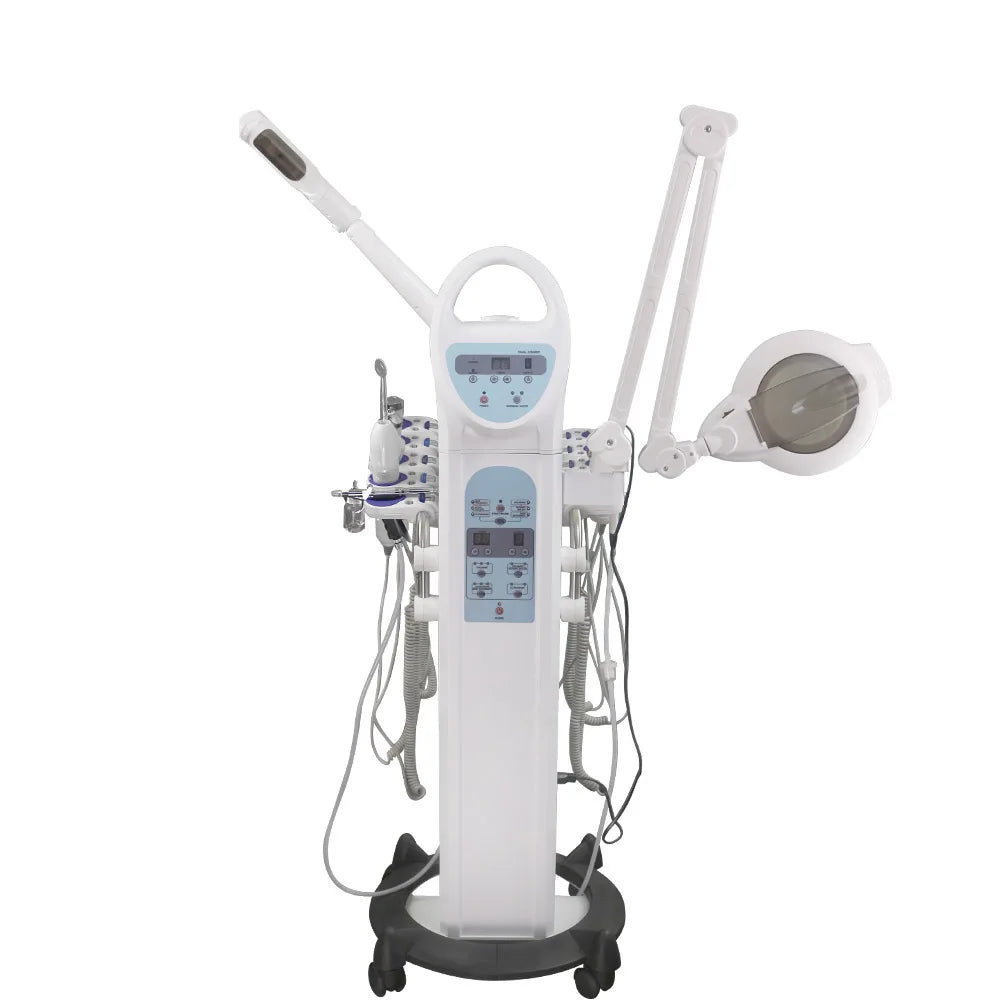 9 In1 Multi-functional Beauty Device Beauty Facial Care Tools Skin Deep Cleaning Microcurrent Facial Steamer LED Magnifying Lamp