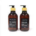 Wholesale 300ml 500ml Thicken PET Round Shoulder Black Walnut Bamboo Pump Cap Colorful Shampoo Bottle Bamboo Cap Cosmetic Bottle