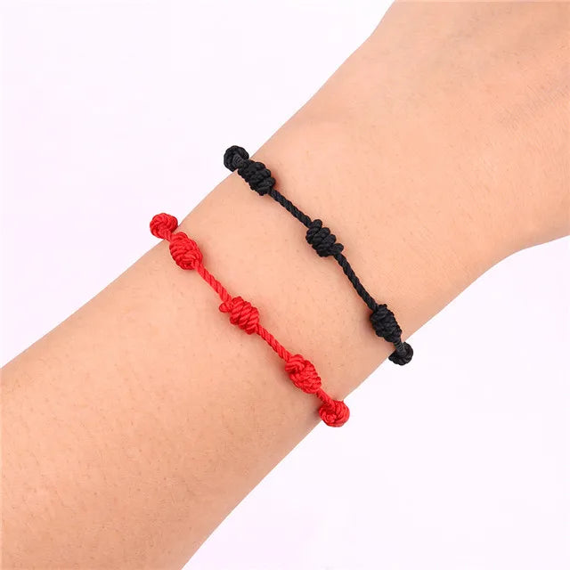 Handmade Woven Simple Style Lucky Waterproof Red Black Rope Knot Friendship Bracelets
