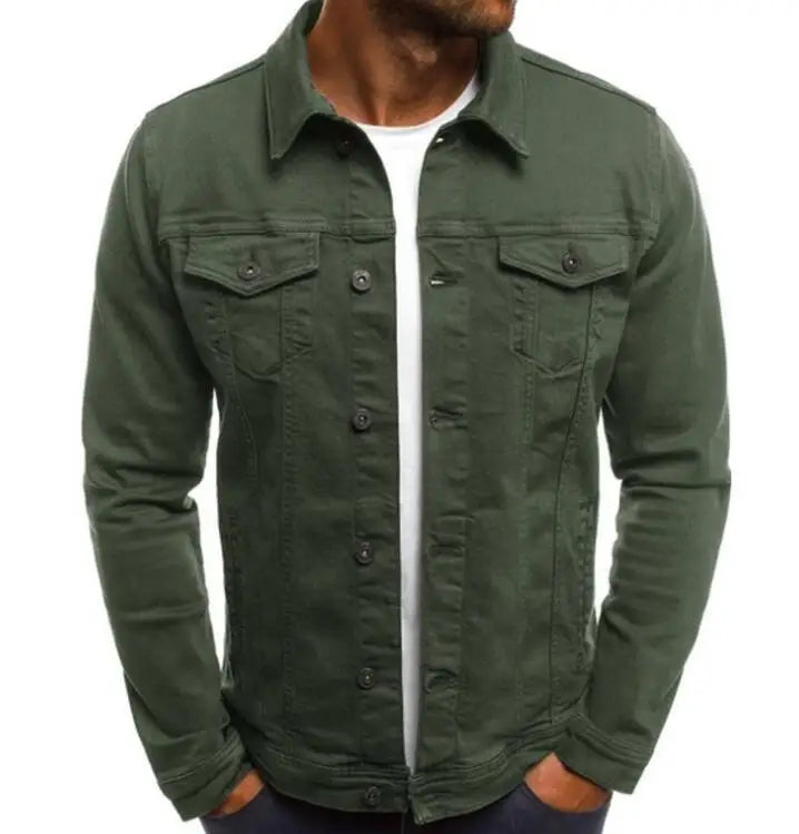 Denim Jean Jacket Men Casual Outwear Fall Jacket Denim Button up Coat Oversize Solid Color Jackets