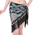 Wholesale Hand Make Shiny Sequin Wrap Waist Skirt  Professional Malaya Belly Dance Performance Hip Scarf for Lady