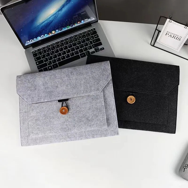 Custom Logo Soft Felt Laptop Sleeve Document Briefcase Fashionable Business Pouch Cover for Men and Women's Laptop Computer