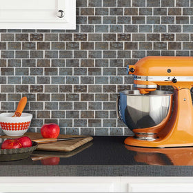 Vividtiles Black and Blue Matte Texture Subway Peel and Stick Backsplash Wall Tiles for Kitchen