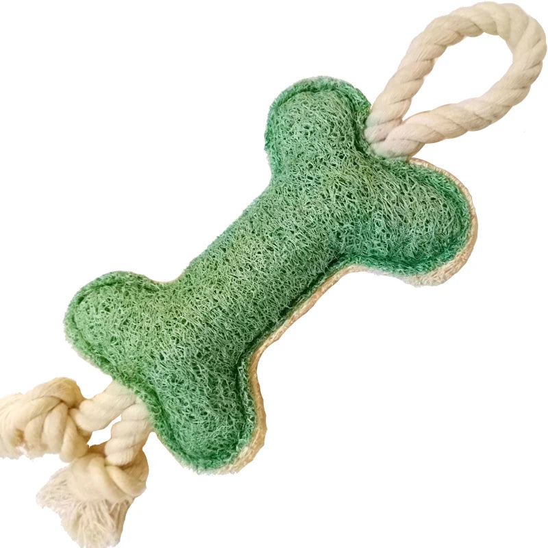 Natural Loofah Dog Bone Toys Durable Handmade Pet Chewing and Teeth Grinding Aids Bag Packed for Molar Usage