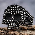 China Wholesale Custom Stainless Steel Mens Black Skull Rings for Boy Men Party Band Rings Size 7-13