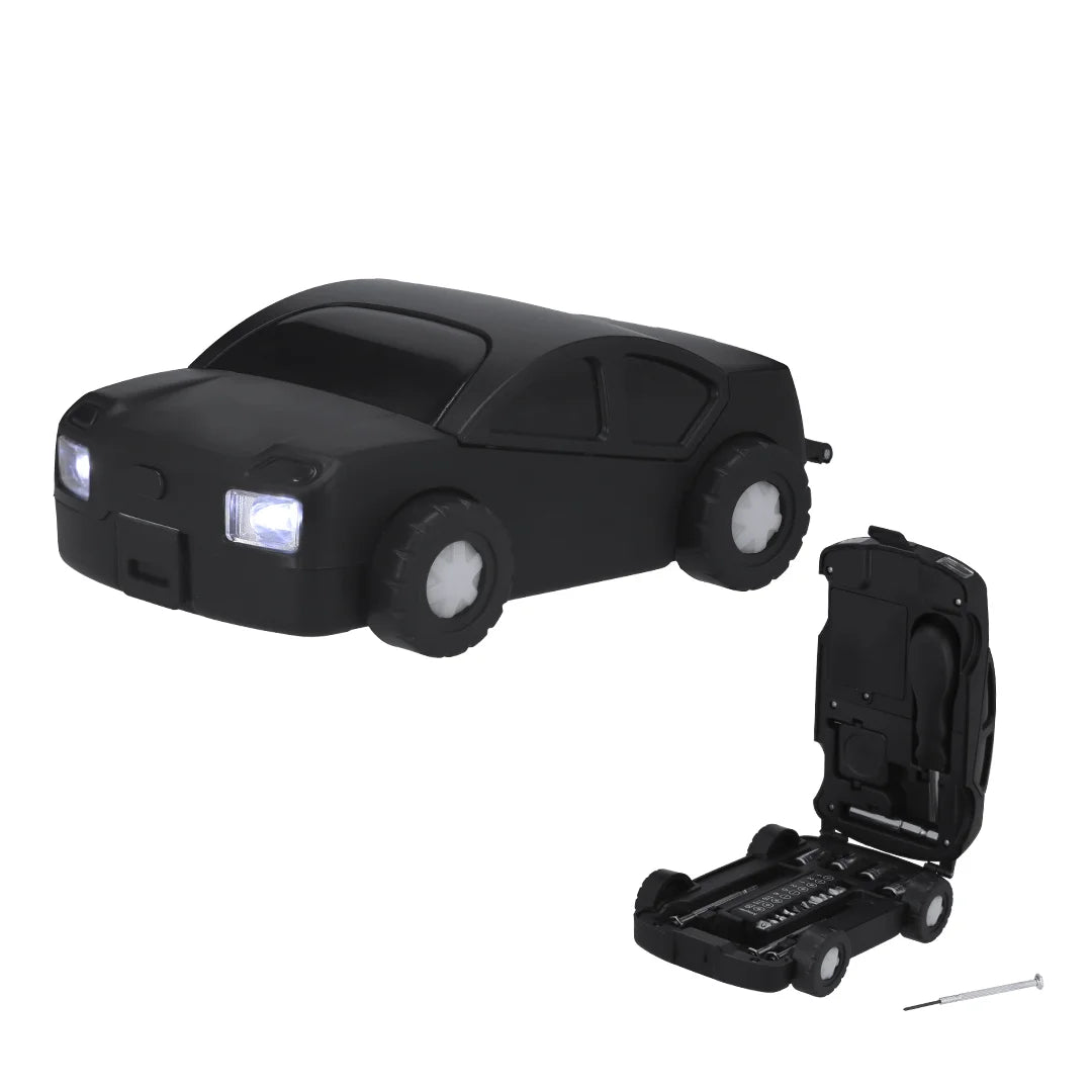 Promotional Gift 22 in 1 Car Shape Hand Operated Screwdriver Multifunctional Hardware Tool Set with Led Light OEM Hard Case