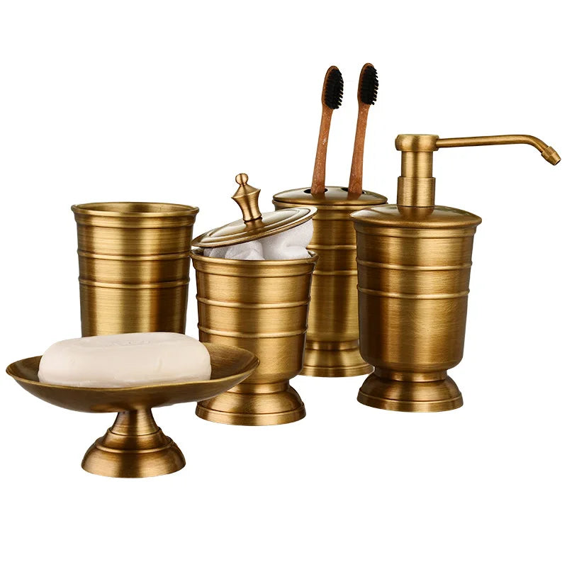 Creative Brass Bathroom Accessories Set 5 Pieces Vanity Countertop Accessory Set