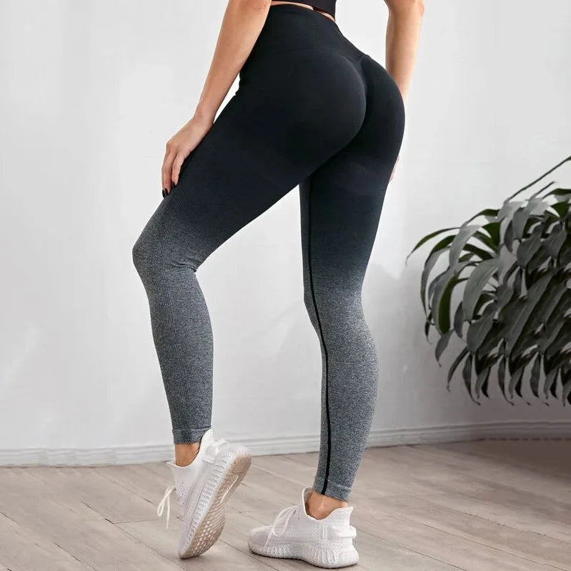 Seamless Beauty Yoga Suit Gradient Running Suit Running Fitness Pants
