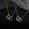 Fashion 925 Sterling Silver Heart Necklace for Women Hollow Double Heart Choker Pendant Necklace