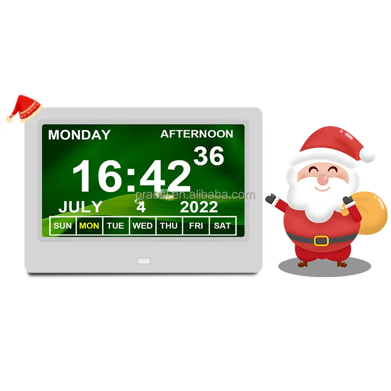 Good Quality 7" 8" 10" 12" LCD Digital Dementia Calendar Clock With 20 Alarms & Medication Reminder