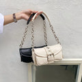 Retro Women's Chain Small Shoulder Bag Solid Color PU Leather Ladies Underarm Bag Fashion Female Armpit Bag Tote Purse Handbags