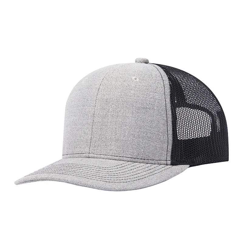 Custom logo Outdoor Fishing Mens 6 Panels Structured Heather Grey Snapback Australia Trucker Hat