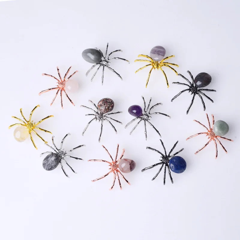 Wholesale Natural Crystal and Gemstone Spider Hand Made Tumbled Stone Spider for Home Decoration