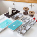 Leakproof Stainless Steel Snack Lunch Container Small Food Storage Sauce Container with Silicone Lids for Office Travel
