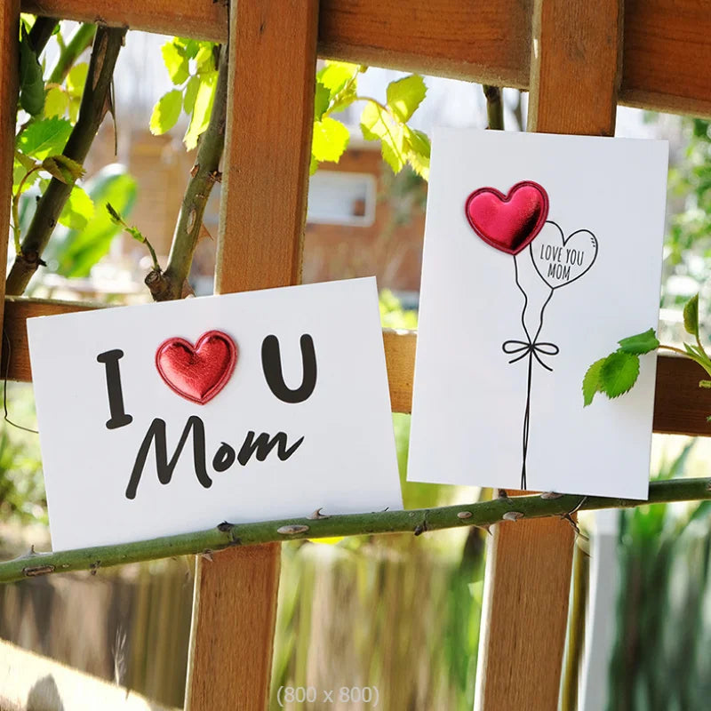 2024 New DIY Leather 3D Heart Greeting Cards Handmade Mother's Day Cards Gifts Mother's Day Pop up Card
